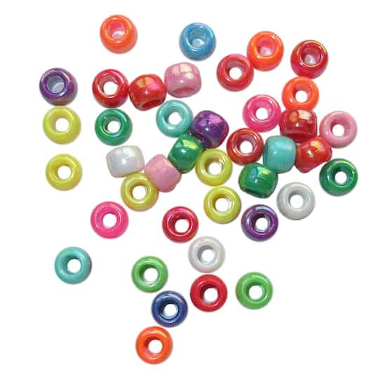 12 Packs: 580 ct. (6,960 total) Aurora Borealis Pony Beads by Creatology™, 6mm x 9mm